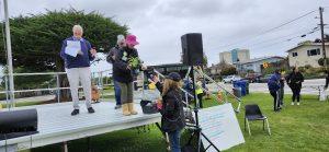 Dave Pacheco and Donna Penwell announcing Free Raffle winners